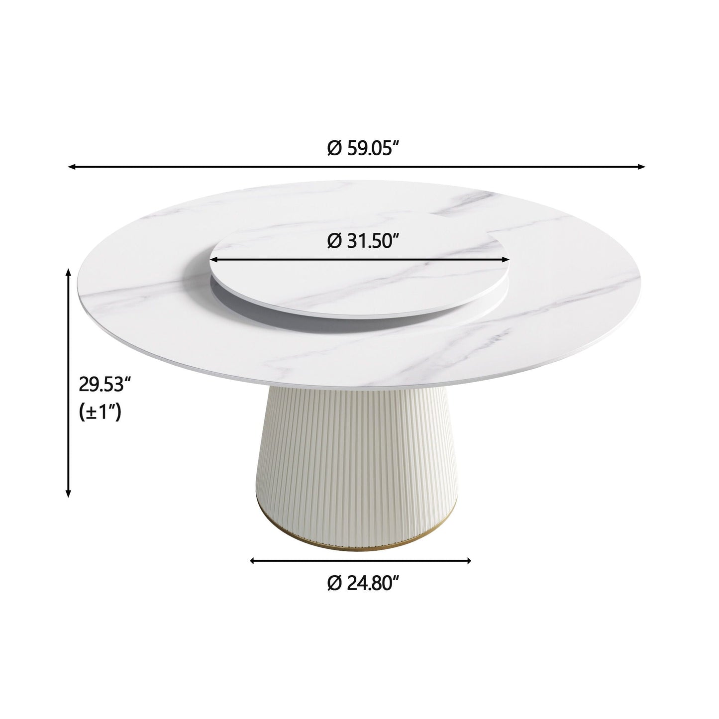 Modern Round Carbon Steel Base Dining Table