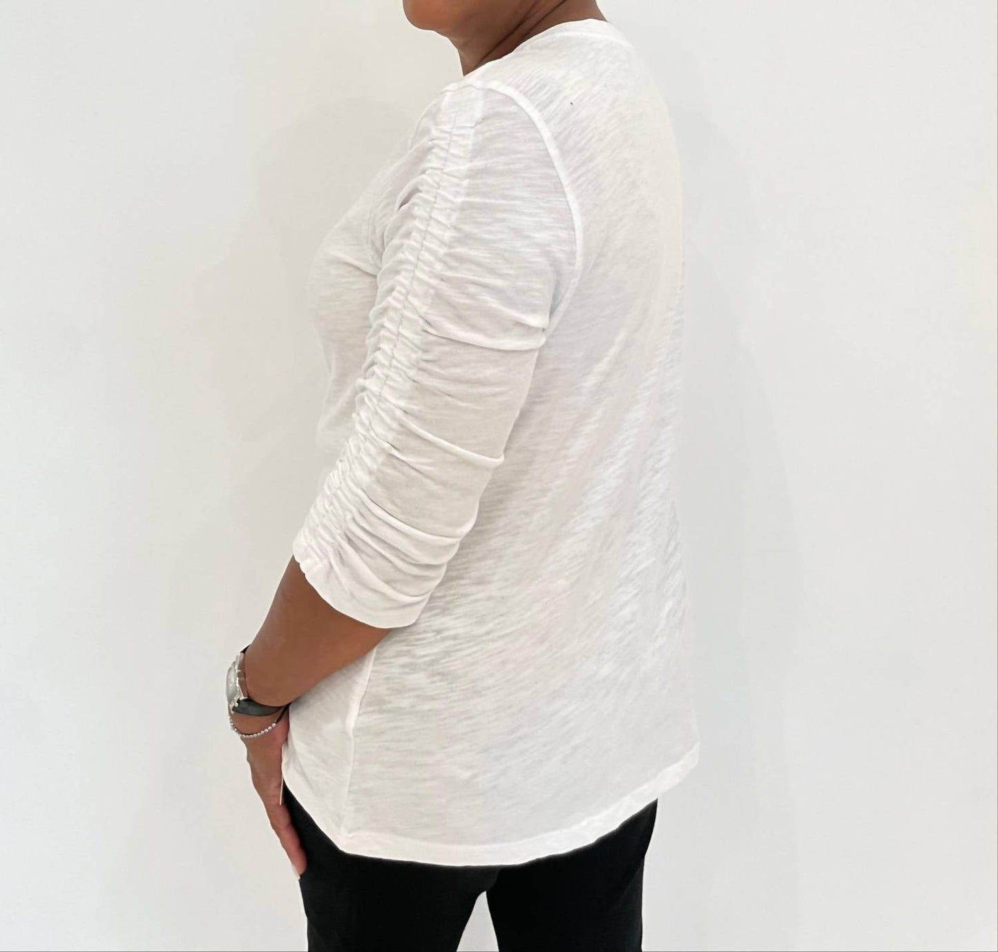 Elliott Lauren - Hannah Crew Neck Ruched Sleeve Tee