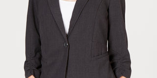 BCX Junior's Ruched 3/4 Sleeve Blazer Black Size X-Small