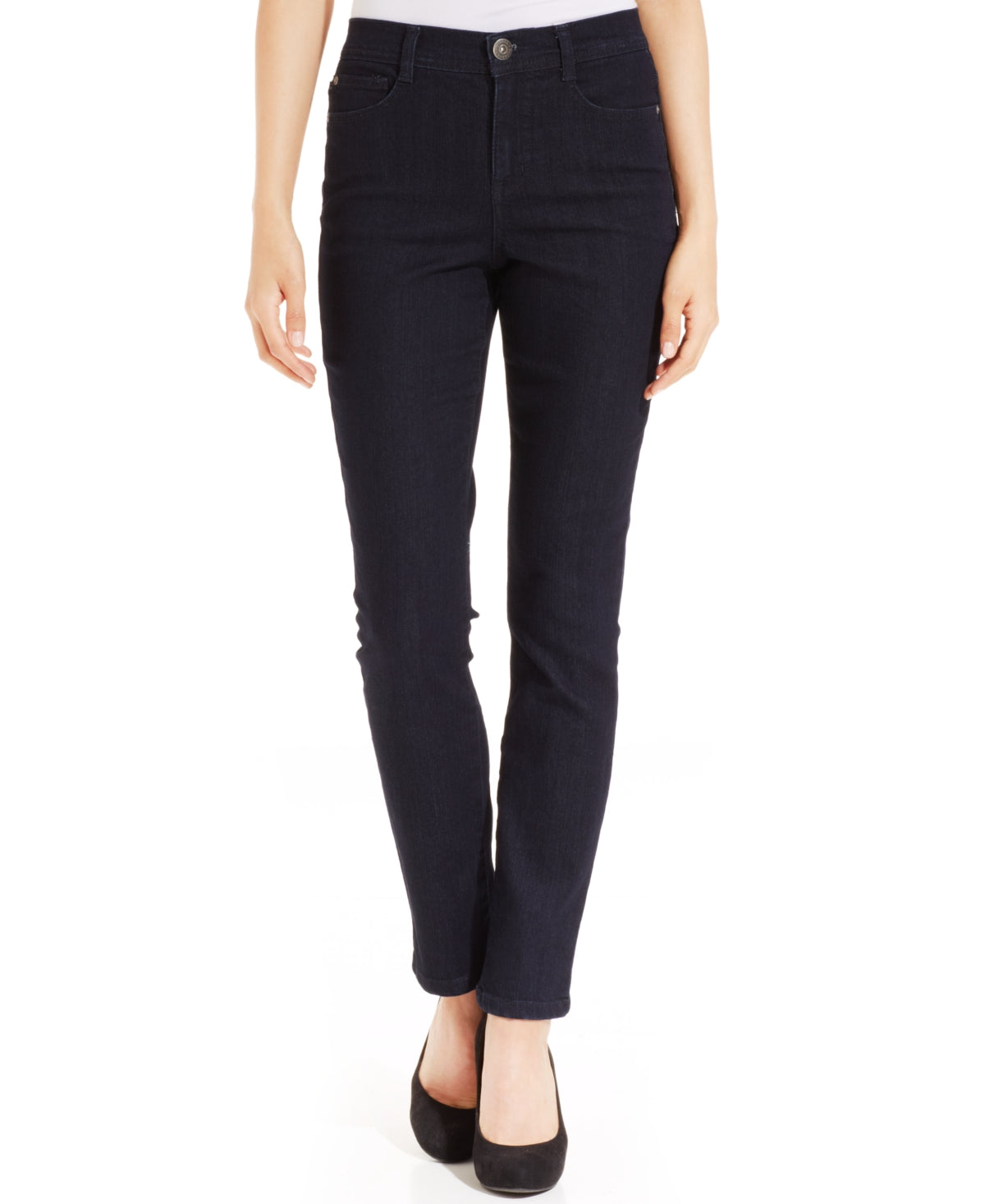 Style & Co Women's Tummy Control Slim Leg Jeans Black Size 16 Petite