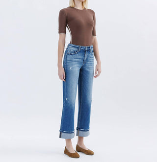 Flying Monkey - High Rise Cuffed Slim Wide Leg Jeans