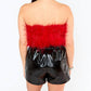 Buddylove - Fancy Strapless Feather Crop Top
