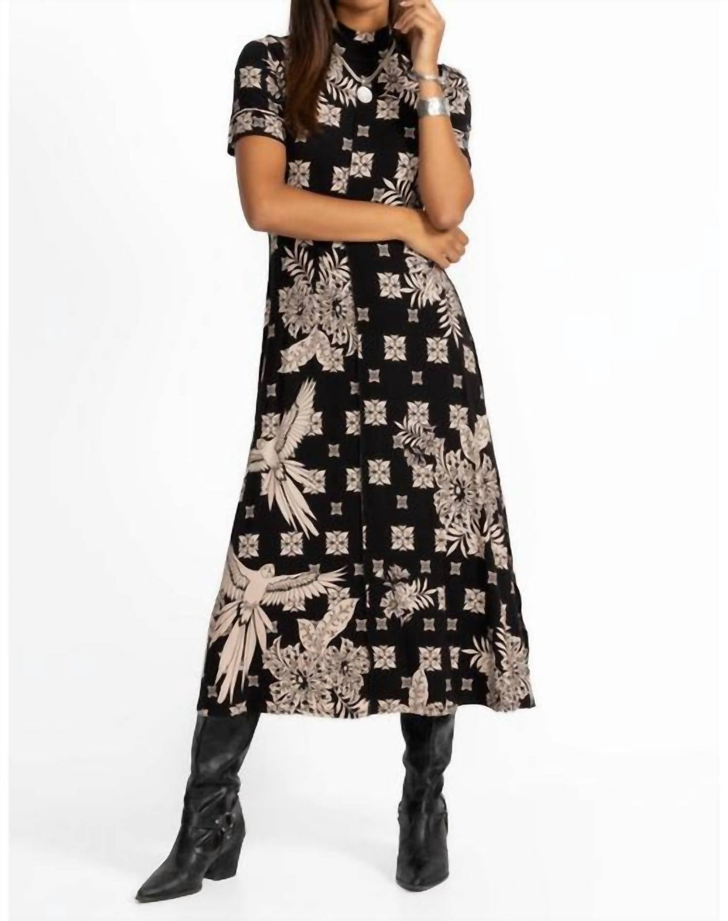 Johnny Was - JANIE SHORT SLEEVE SEAMED MOCK NECK DRESS
