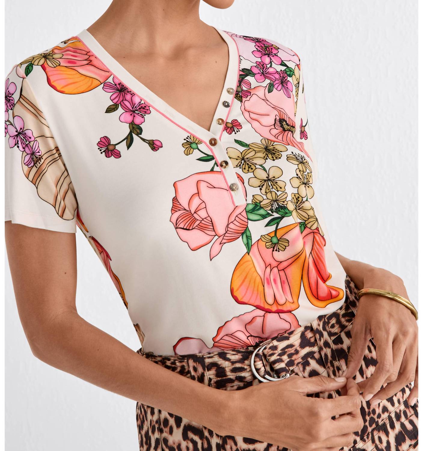 Johnny Was - Janie Favorite Short Sleeve Henley Tee