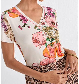 Johnny Was - Janie Favorite Short Sleeve Henley Tee