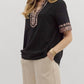Entro - Leopard Accent Short Sleeve Blouse