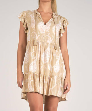 Elan - Ruffle Sleeve V-Neck Tiered Mini Dress