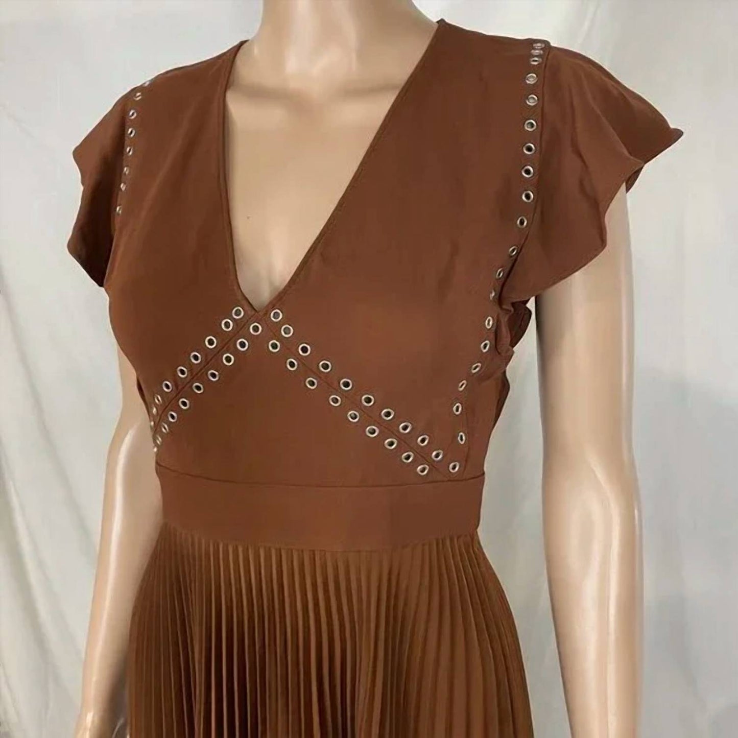 A.L.C. - Pleated Grommet Detail Dress