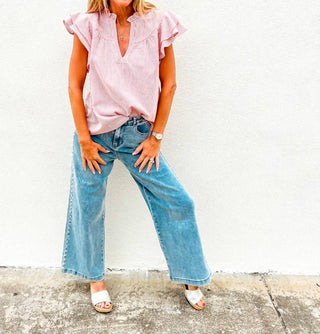 Ee:Some - Sass & Stripes Ruffle Top