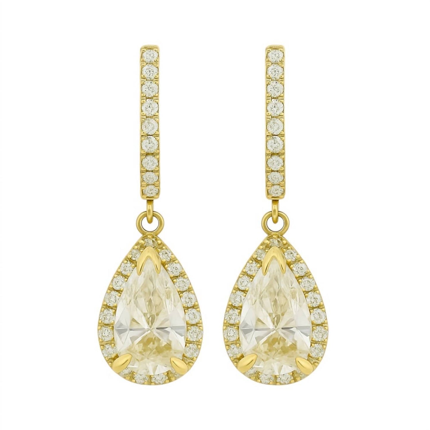 Allyanna Gifts - Women's Moissanite Pear Shape Halo Drop Huggie Earrings