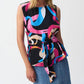 Joseph Ribkoff - Brushstroke Print Waist Sash Sleeveless Top