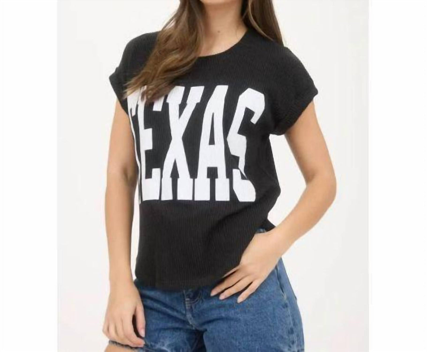 Blu Pepper - Texas Black Ribbed Graphic Tee