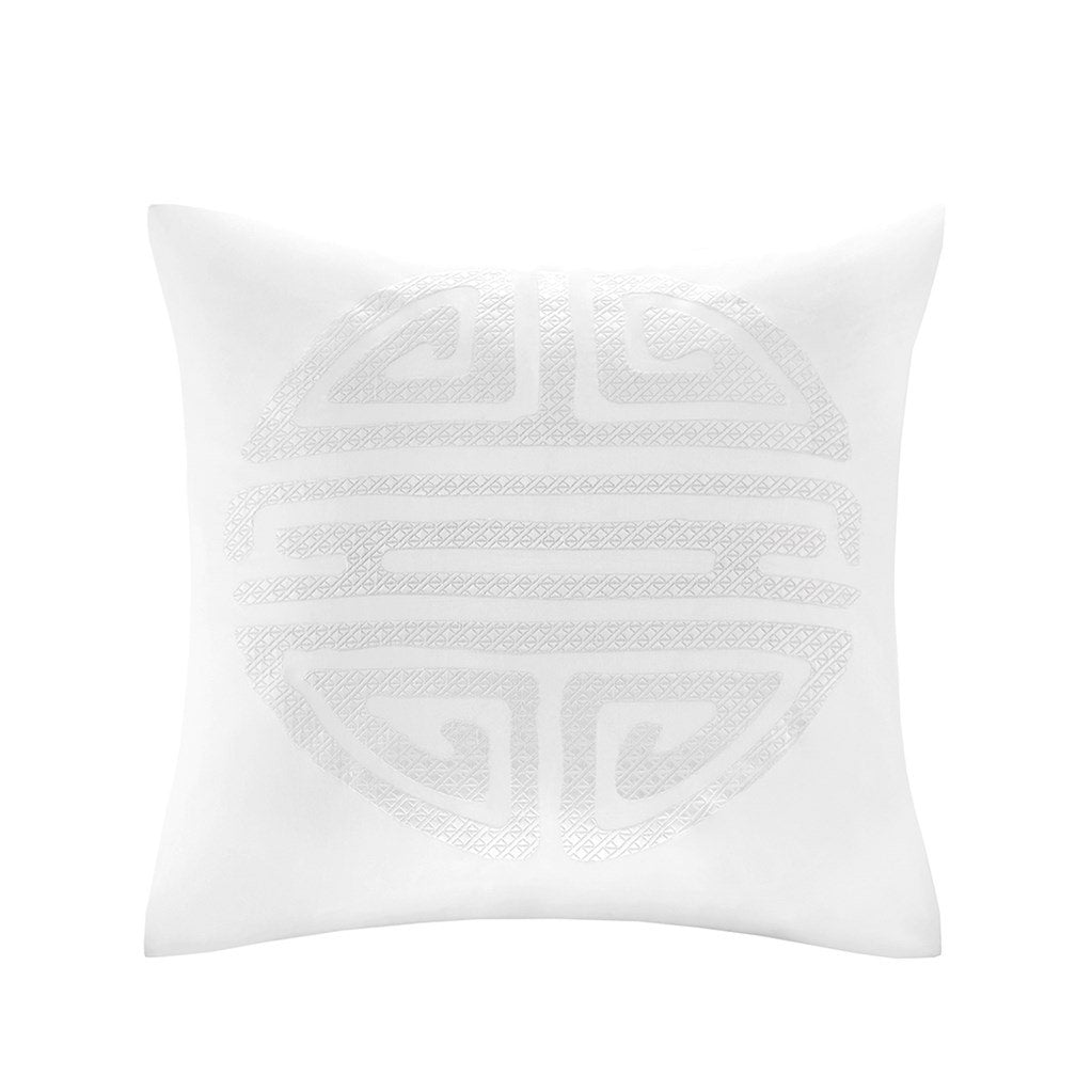 Natori Tsuba Geo Square Pillow 18 x 18 White