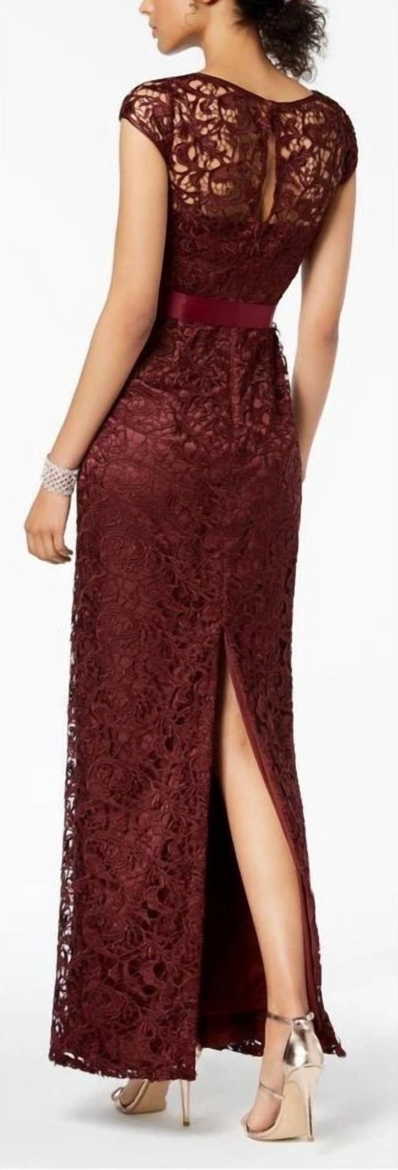 Adrianna Papell - Boat Neck Lace Gown