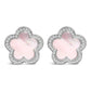 14K White Gold Mother of Pearl and 1/5 Cttw Diamond Halo Star Stud Earrings