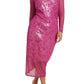 ELOQUII Women's Plus Size Sequin Dress with Sheer Layer - 18, Raspberry Melange