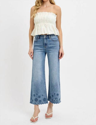 Risen - Crop Wide Cut Out Detail Jeans