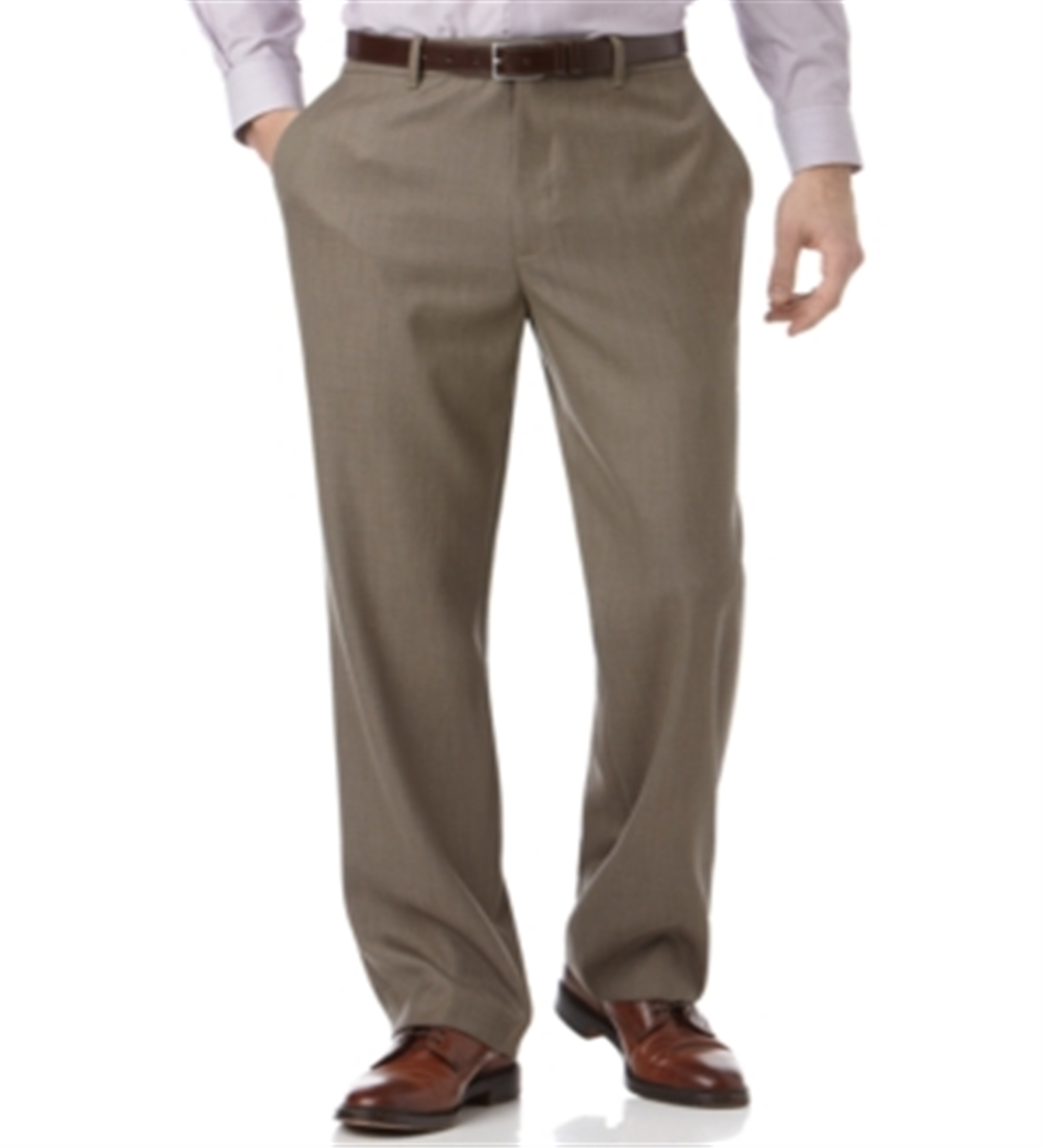 Perry Ellis Men's Folio Flex Sharkskin Dress Pants Brown Size 38X32