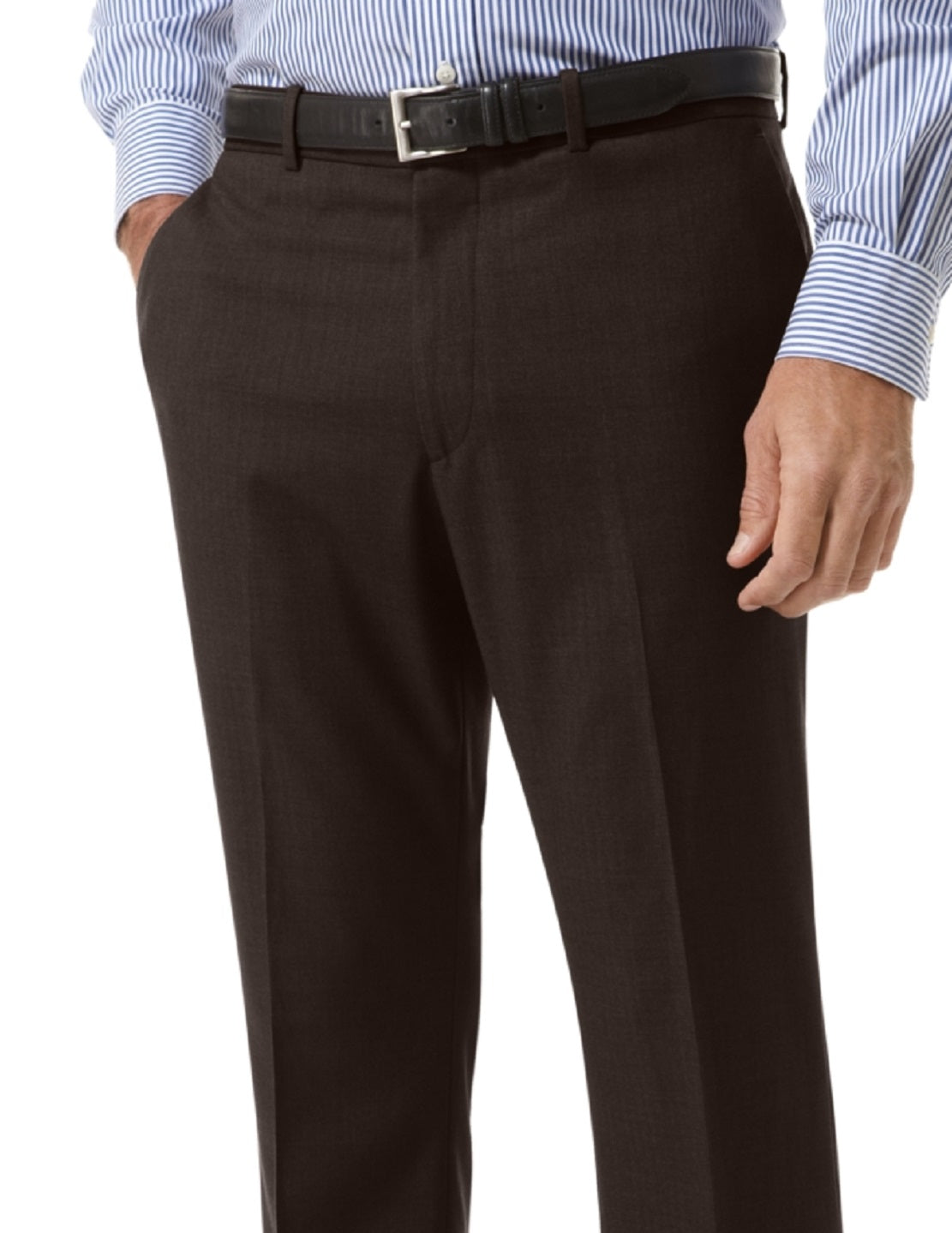 Perry Ellis Men's Slim Fit Flat Front No Iron Dress Pants Black Size 34X29