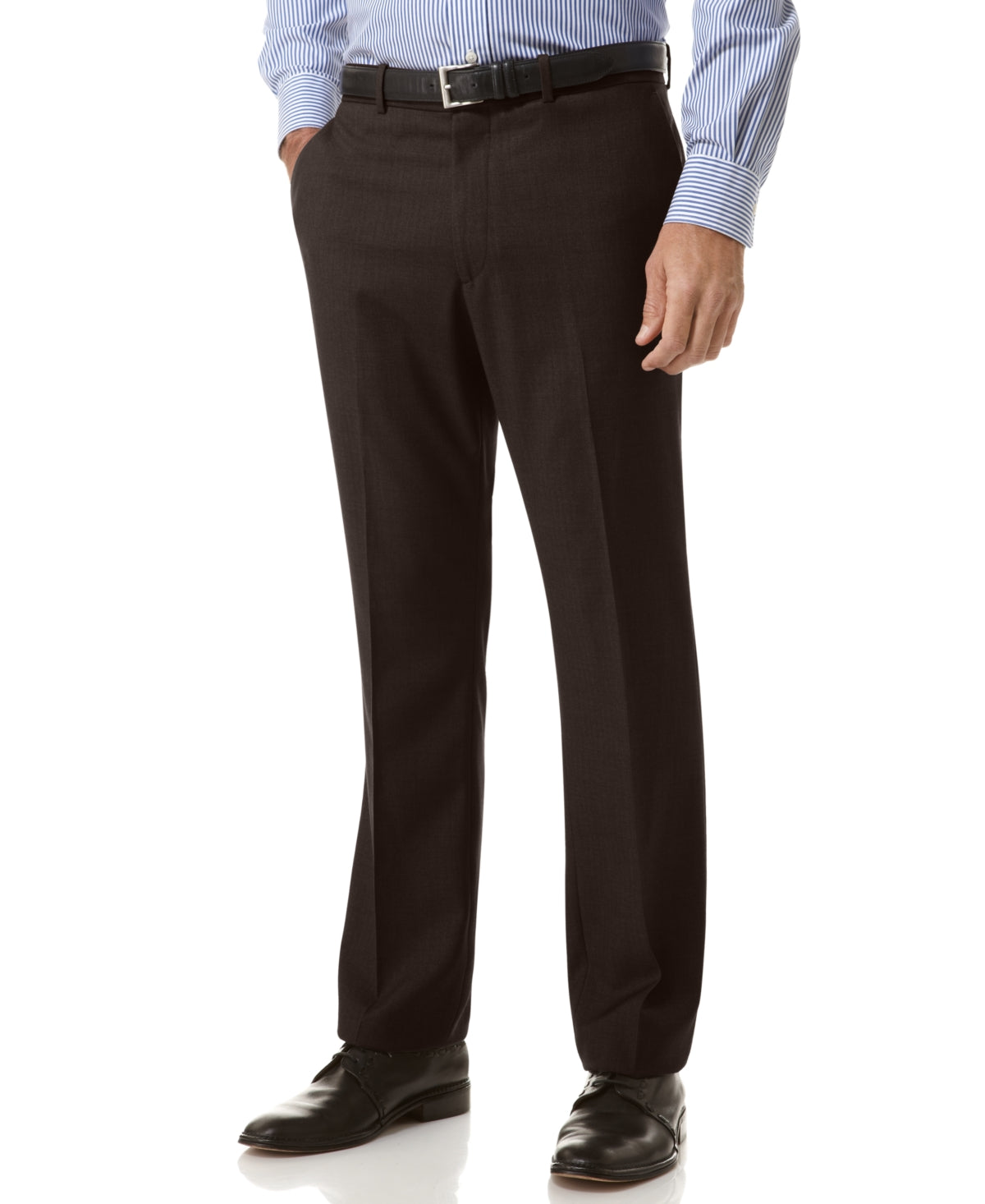 Perry Ellis Men's Slim Fit Flat Front No Iron Dress Pants Black Size 34X29