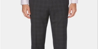 Perry Ellis Portfolio Men's Modern Fit Windowpane Plaid Dress Pants Gray Size 38X32