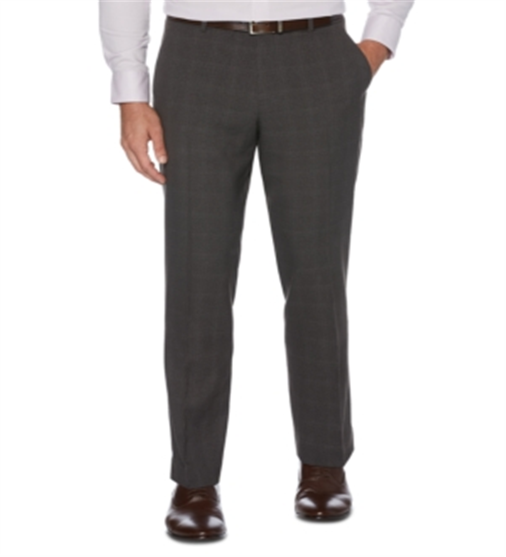 Perry Ellis Men's Modern Fit Performance Stretch Heathered Dress Pants Gray Size 42X30