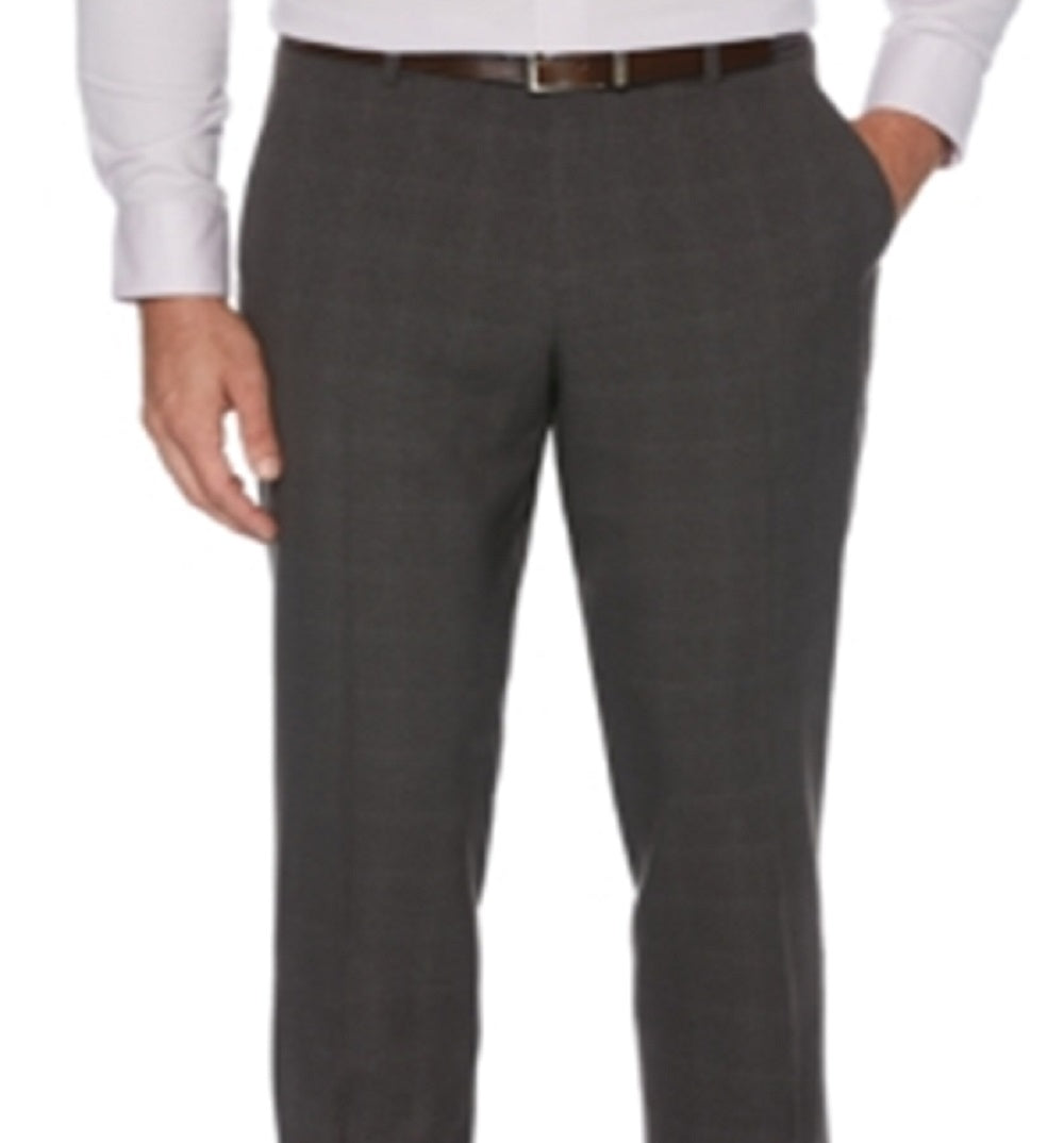 Perry Ellis Men's Modern Fit Performance Stretch Heathered Dress Pants Gray Size 42X30