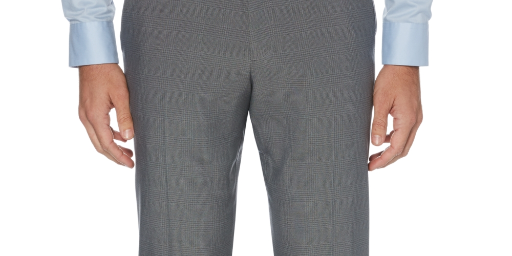 Perry Ellis Men's Modern Fit Performance Stretch Subtle Pattern Dress Pants Gray Size 42X30