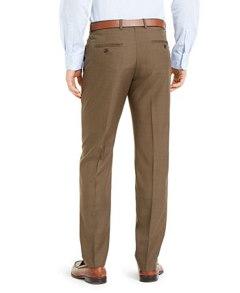 Perry Ellis Men's Modern Fit Performance Plaid Dress Pants Brown Size 30X30