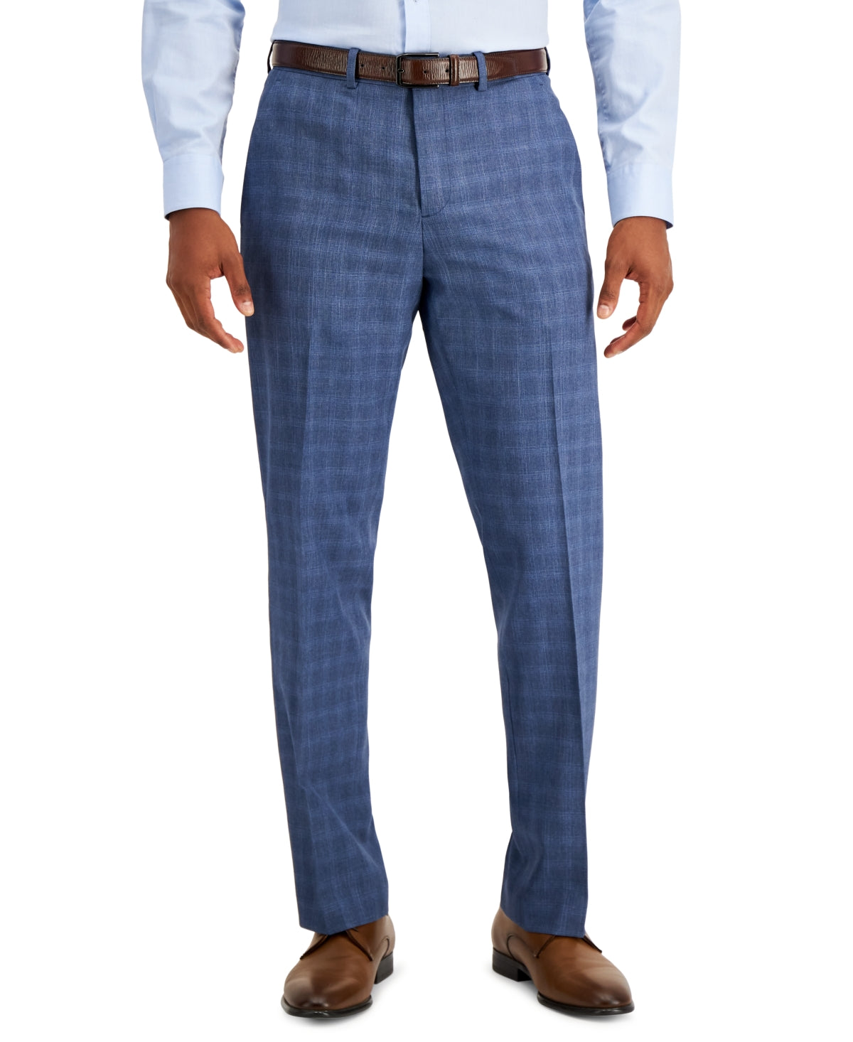 Perry Ellis Men's Modern Fit Subtle Check Performance Dress Pants Blue Size 34X30