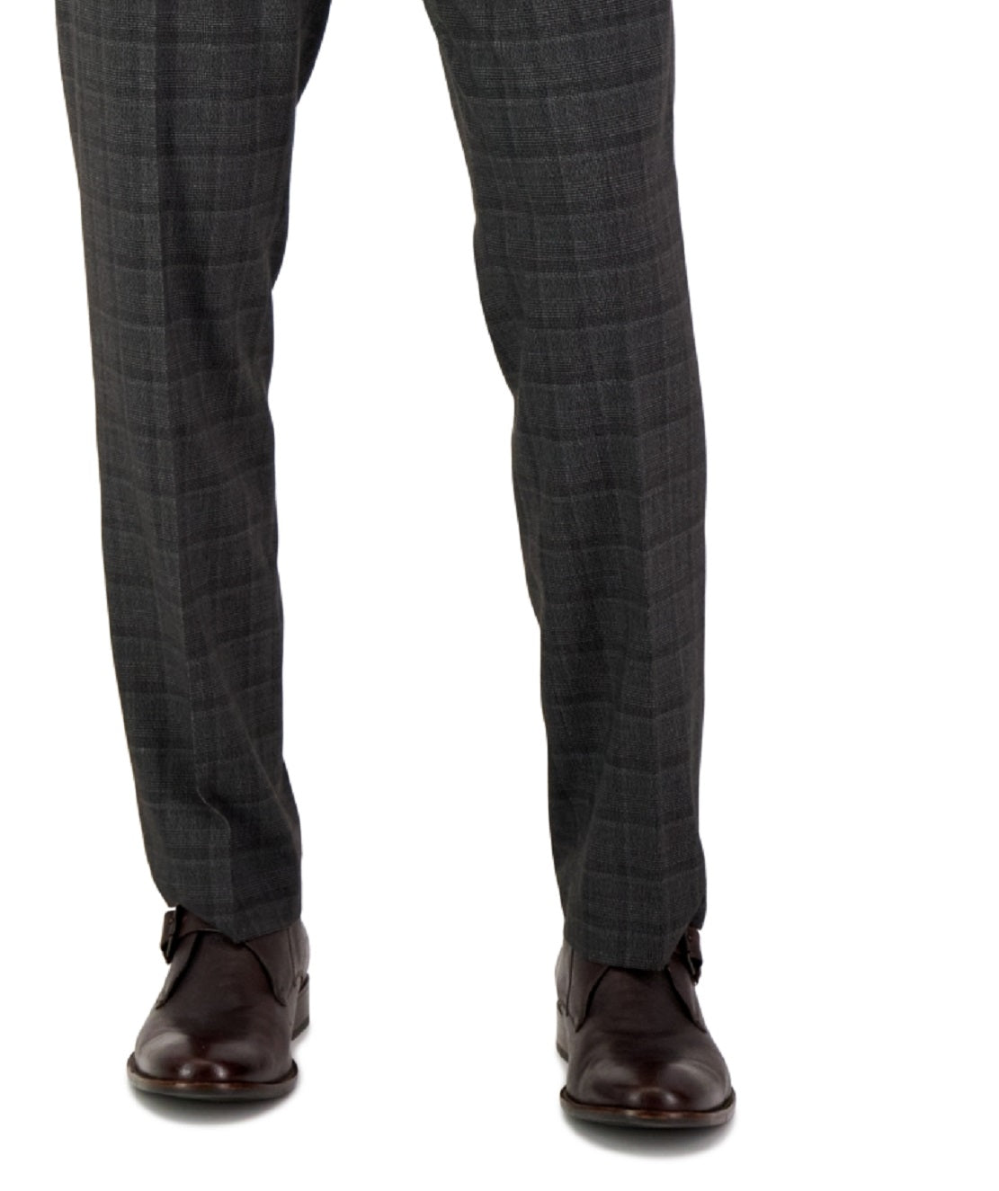 Perry Ellis Men's Modern Fit Stretch Resolution Plaid Dress Pants Gray Size 40X30