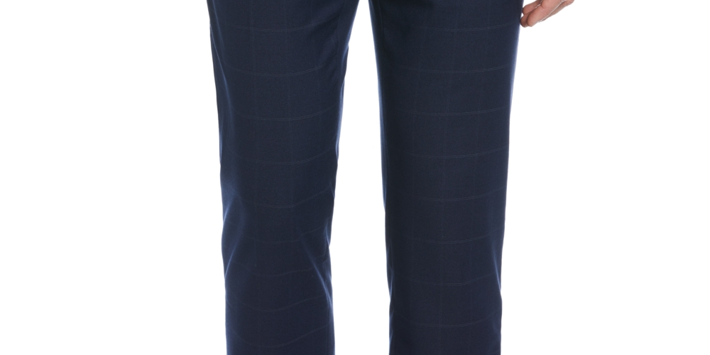 Perry Ellis Portfolio Men's Slim Fit Flat Front Dress Pants Blue Size 34X29