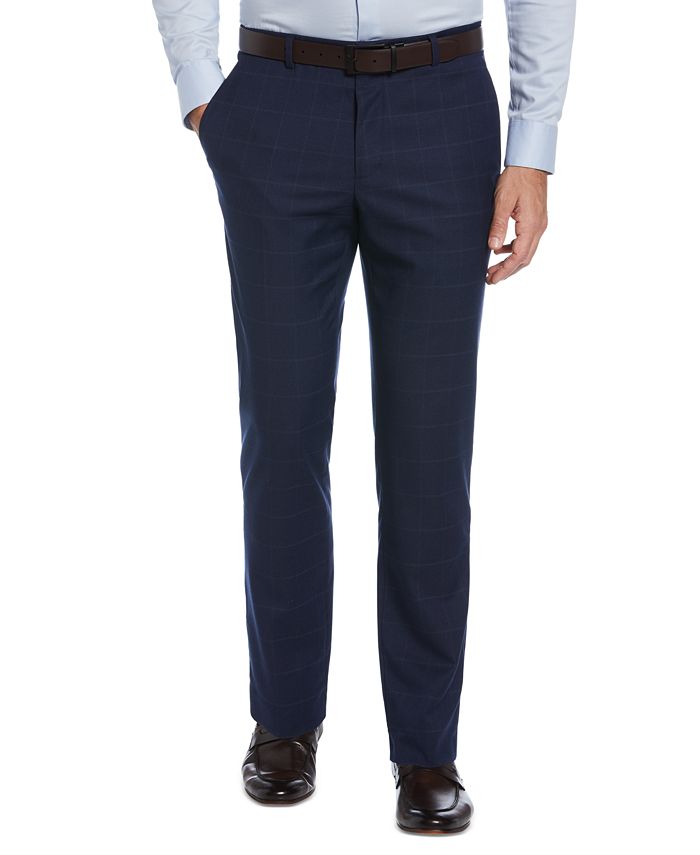 Perry Ellis Portfolio Men's Slim Fit Flat Front Dress Pants Blue Size 30X32