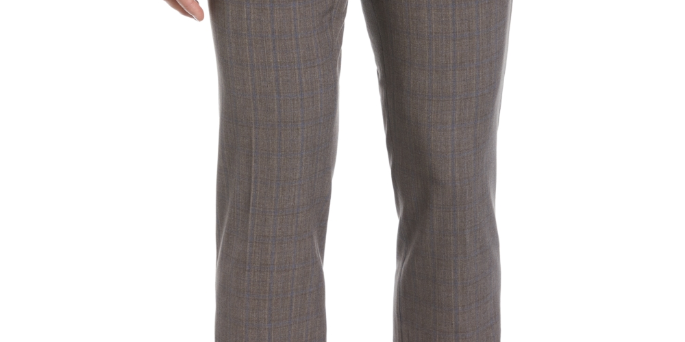 Perry Ellis Portfolio Men's Slim Fit Flat Front Dress Pants Gray Size 36X32