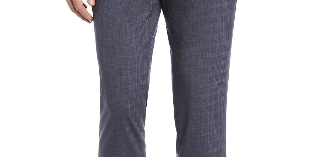 Perry Ellis Portfolio Men's Slim Fit Flat Front Dress Pants Blue Size 38X32
