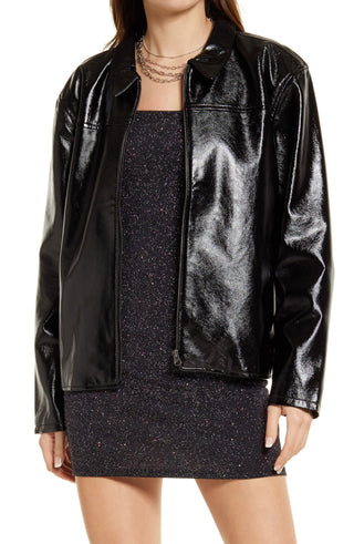 BP Faux Leather Jacket - Black