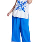 ELOQUII Women's Plus Size Embroidered Hem Pull On Pant - 28, Nautical Blue