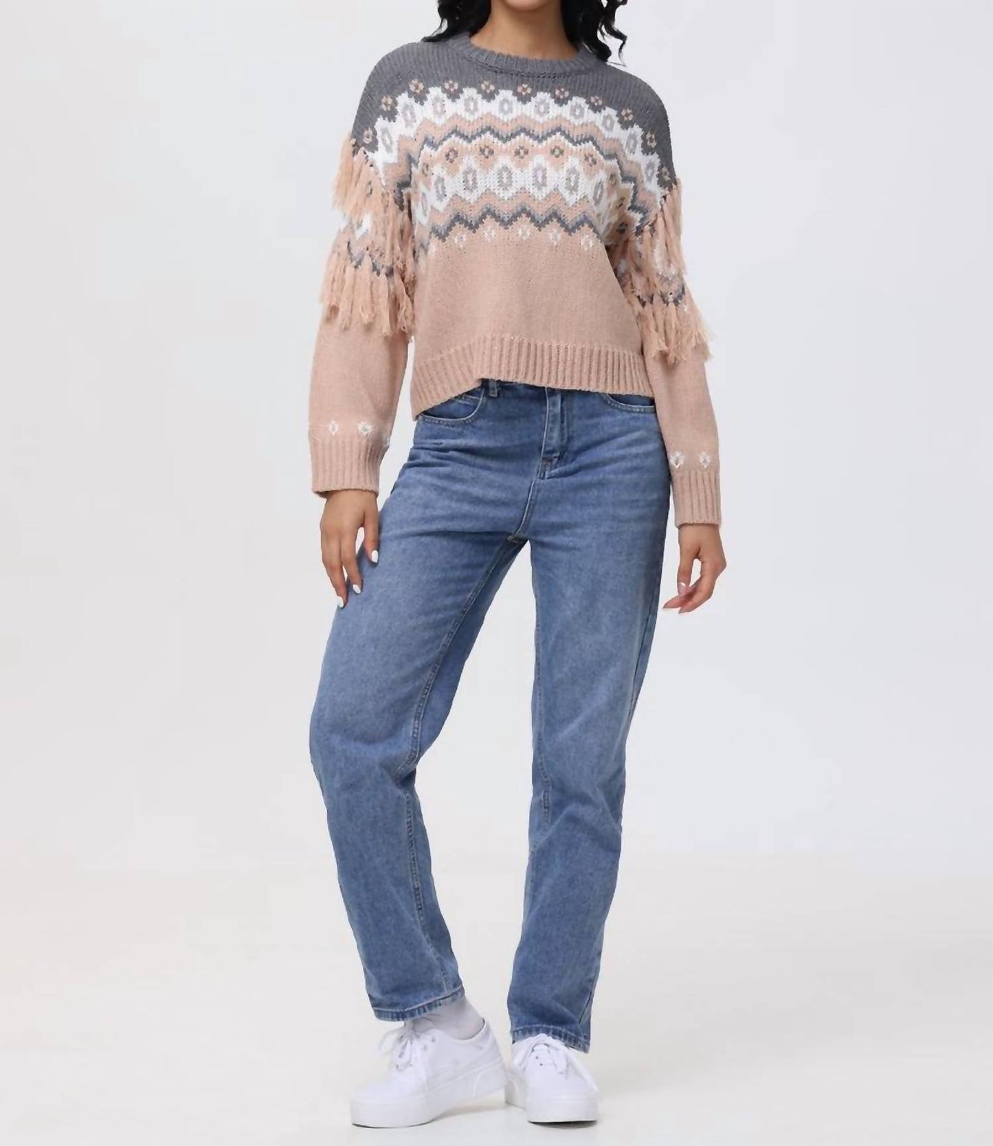525 America - Fringe Fair Isle Sweater
