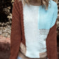 1 The Woman - Textured Knit Colorblock Patchwork Sweater