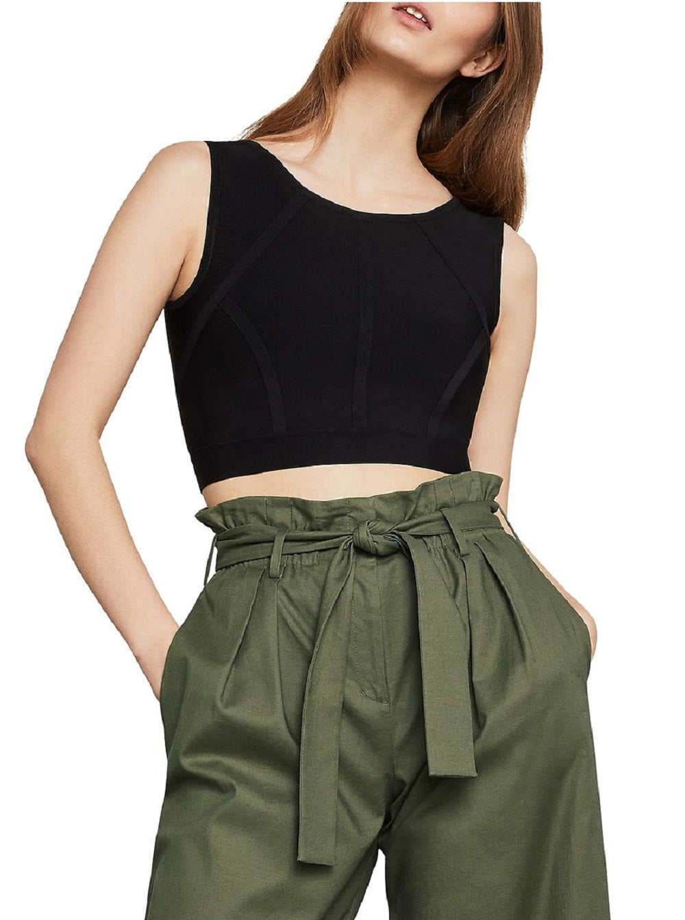 BCBGMAXAZRI Women's Fenella Cropped Top Black Size Small