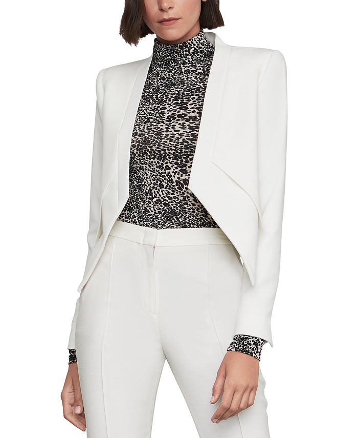 BCBGMAXAZRIA Women's Lloyd Asymmetrical Open Front Blazer White Size Small