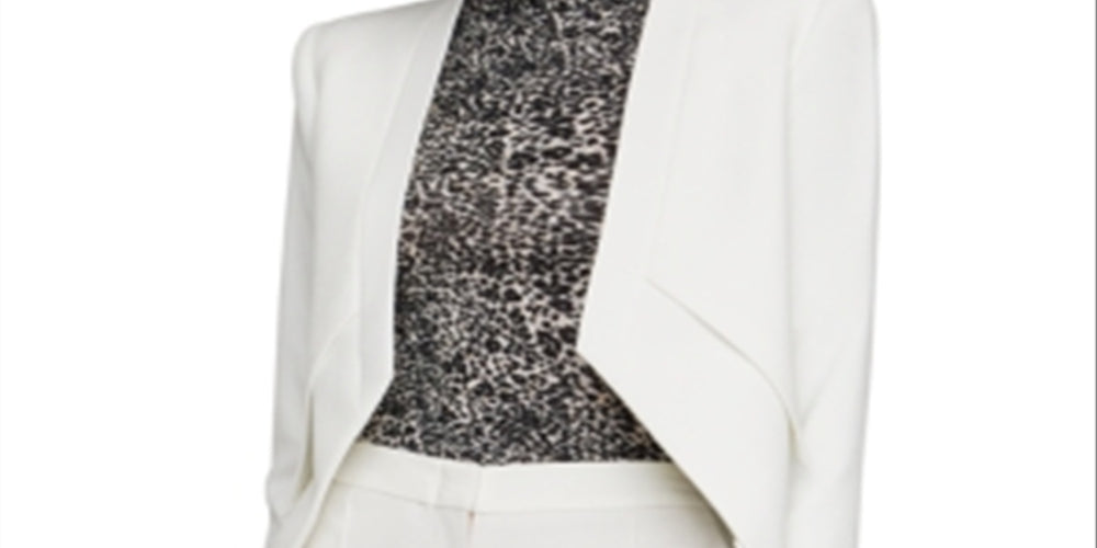 BCBGMAXAZRIA Women's Lloyd Asymmetrical Open Front Blazer White Size Small