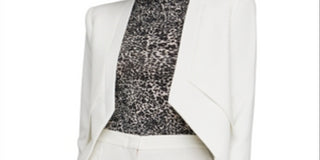 BCBGMAXAZRIA Women's Lloyd Asymmetrical Open Front Blazer White Size Small