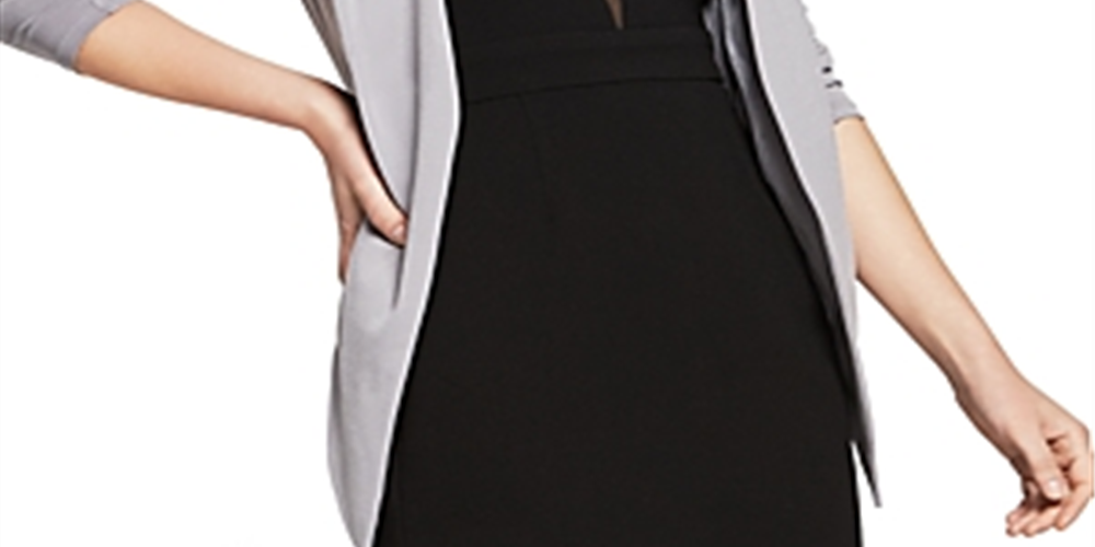 BCBGeneration Women's Open Front Crepe Blazer Gray Size X-Small