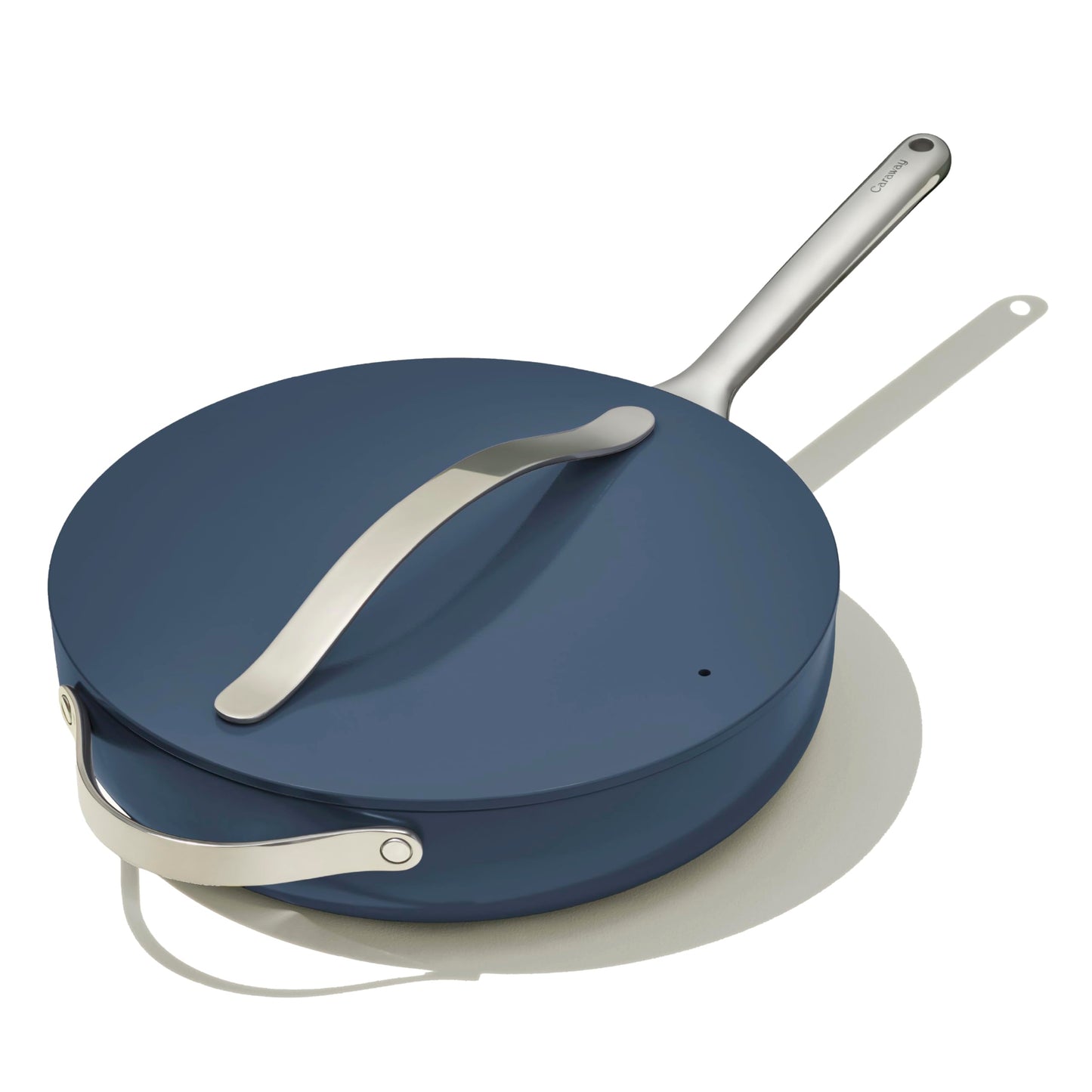 Caraway Nonstick Ceramic Sauté Pan with Lid 45 qt 118  Non Toxic PTFE  PFOA Free  Oven Safe  Compatible with All Stovetops Gas Electric  Induction  Navy