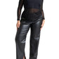 ELOQUII Women's Plus Size Slit Hem Faux Leather Pant - 26, Black Onyx