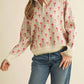 &Merci - Floral Mock Neck Half Zip Pullover Sweater