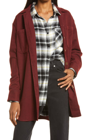 Treasure & Bond Long Shirt Jacket - Red Grape