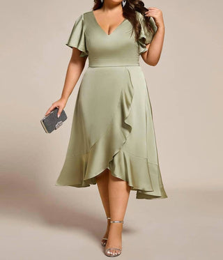 Ever-Pretty - Elegant Satin Midi Dress