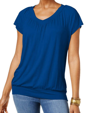 JM Collection Women's Blouson T-Shirt Blue Size Medium